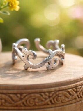 Romantic Filigree 925 Sterling Silver Ring, Handmade, From Canada, Adjustable